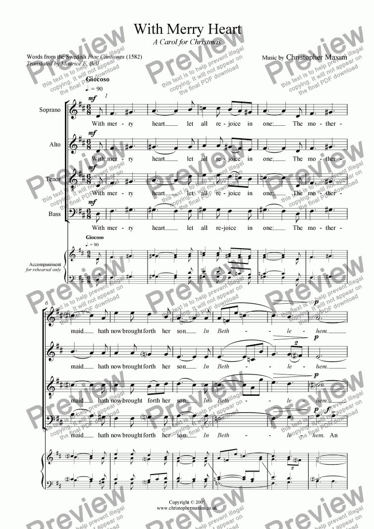 page one of With Merry Heart (A Carol for Christmas)