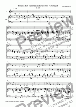 page one of Clarinet Sonata # 4