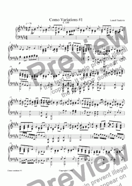 page one of Como variation # 1 for piano