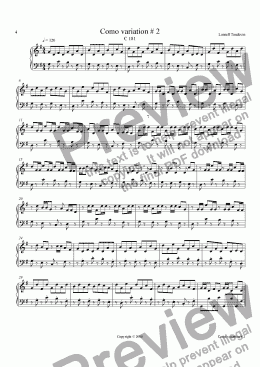 page one of Como variation # 2 for piano