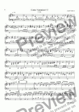 page one of Como variation # 3 for piano