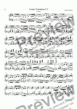 page one of Como variation # 5 for piano