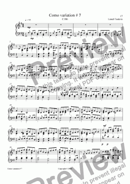 page one of Como variation # 7 for piano