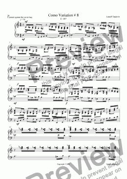 page one of Como variation # 8 for piano