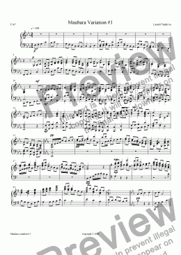 page one of Maubara suite # 1 for piano