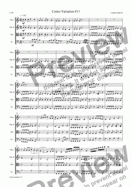 page one of Como suite for string quartette # 11