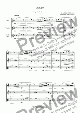 page one of ’Adagio for glass harmonica’ (K.356) - arr. for String Trio