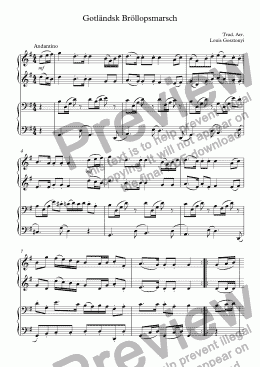 page one of Wedding March from Gotland (Piano four hands)