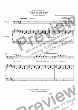 page one of Pop song - Heaven on earth (second version)