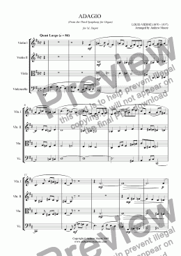 page one of ’Adagio’ from Organ Symphony No 3. arr for String Quartet