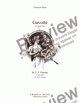 page one of Gavotte for guitar duet