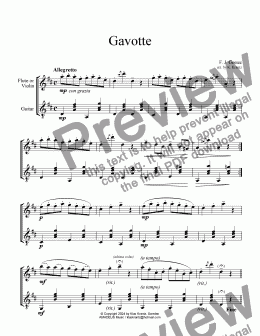 page one of Gavotte for violin and guitar