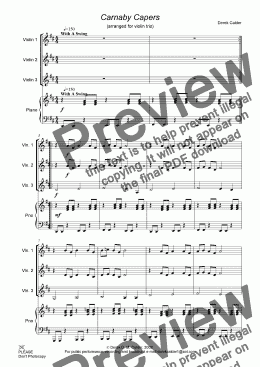 page one of Carnaby Capers (Violin Trio)