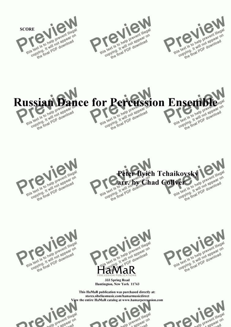 page one of Russian Dance for Percussion Ensemble