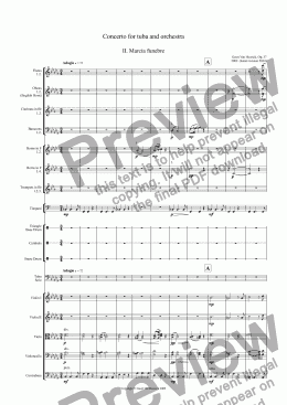 page one of Concerto for tuba and orchestra, Op. 37 - II. Marcia funebre