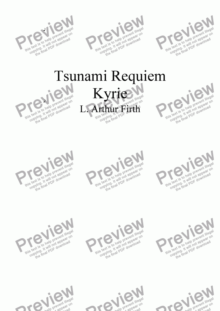 page one of A Tsunami Requiem - Church version - Kyrie