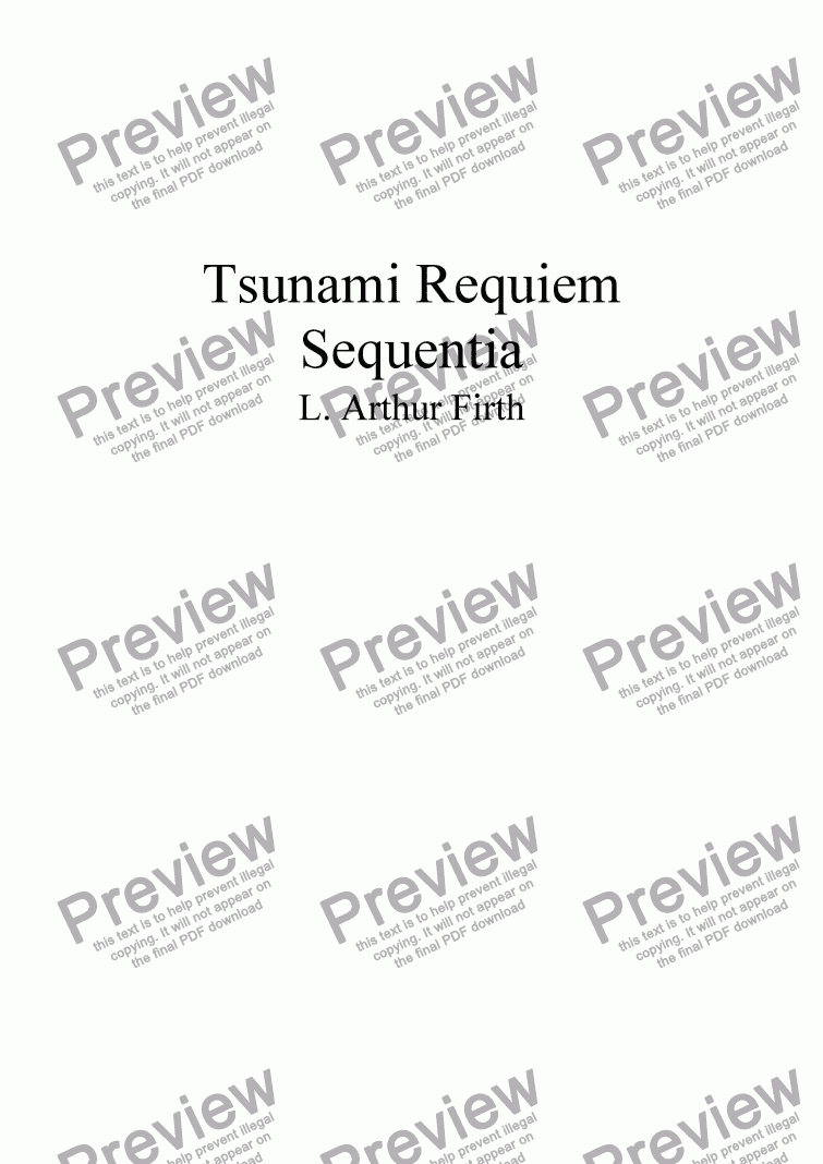 page one of A Tsunami Requiem - Church version - Sequence