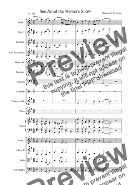 page one of See, Amid The Winter’s Snow - Orchestral Arrangement & Descant (Christmas Carol)