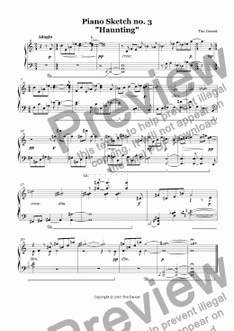 page one of Piano Sketch No. 3 - Haunting