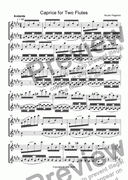 page one of Caprice Paganini for Two Flutes