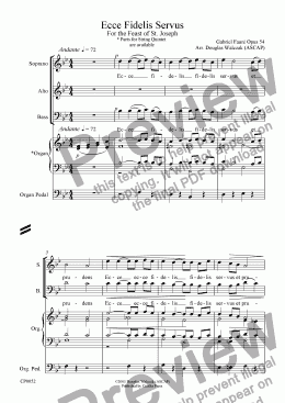 page one of Ecce Fidelis Servus (Vocal Score)