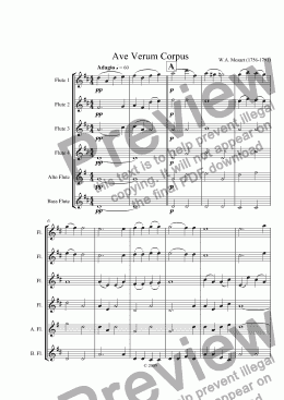 page one of Ave Verum Corpus (Flute Choir)