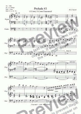 page one of Prelude # 3 on "O Come Emmanuel"