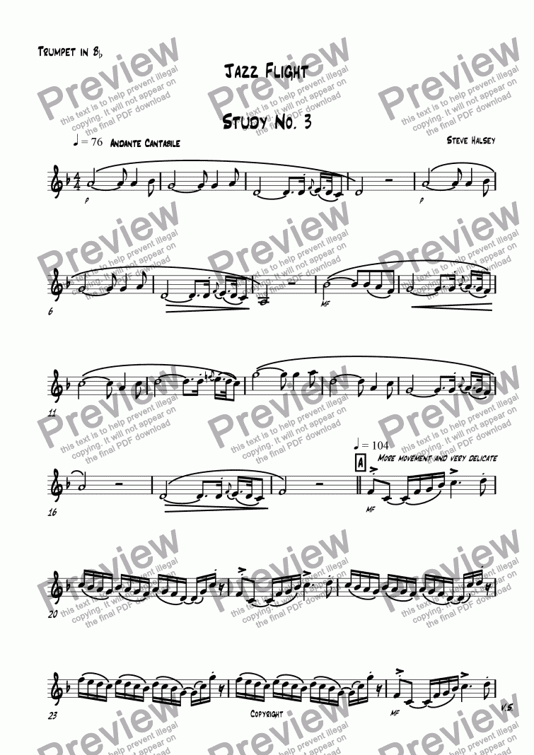 page one of Jazz Flight Study No.3 for Solo Trumpet