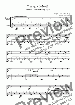 page one of O Holy Night / Cantique de Noël for violin and guitar
