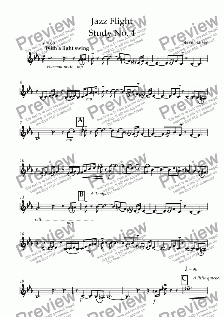 page one of Jazz Flight Study No.4 for Solo Trumpet