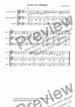 page one of Away in a Manger very easy Brass trio