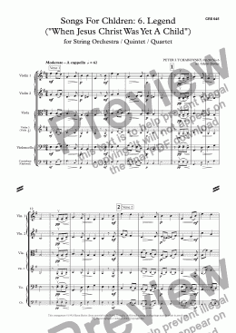 page one of 16 Songs for Children, Op.54 No.6 Legend ("When Jesus Christ Was Yet A Child")