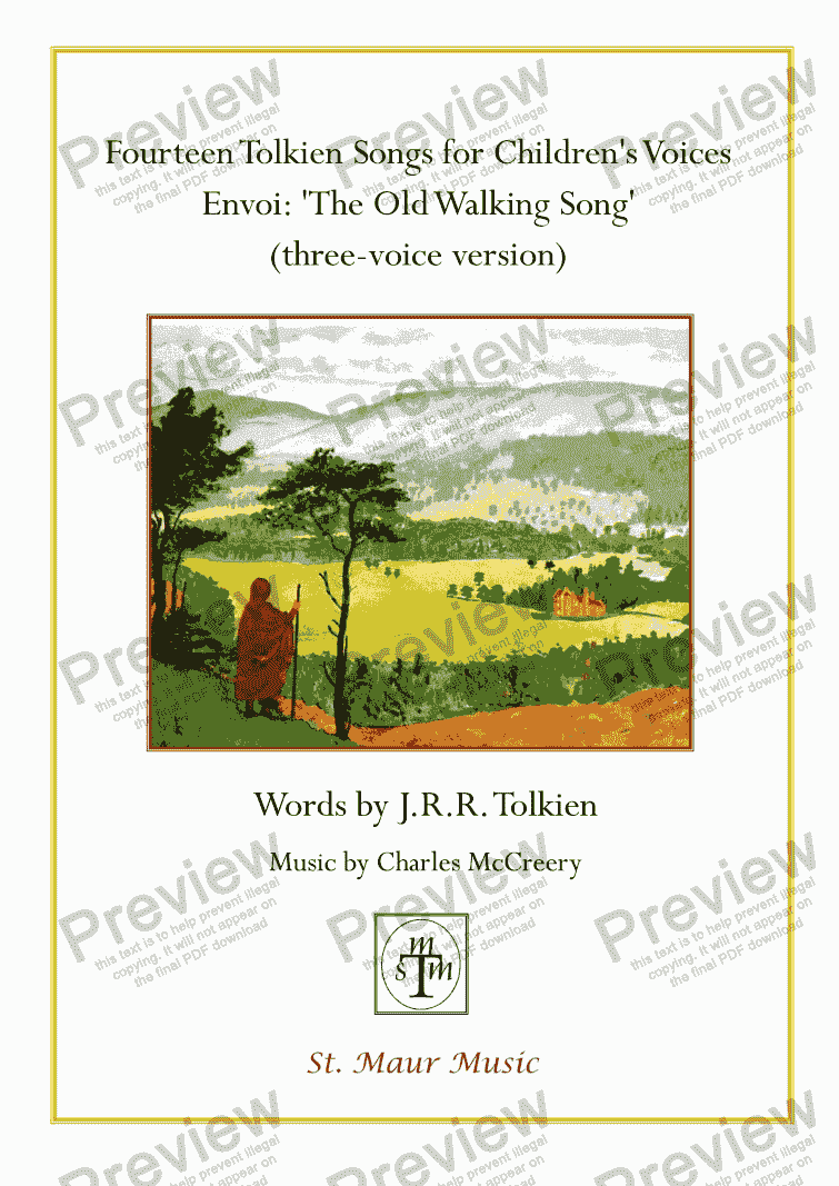 page one of The Old Walking Song (Tolkien), three-voice version