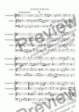 page one of Concerto (for viola with string orchestra and viola da gamba obbligato--second movement)