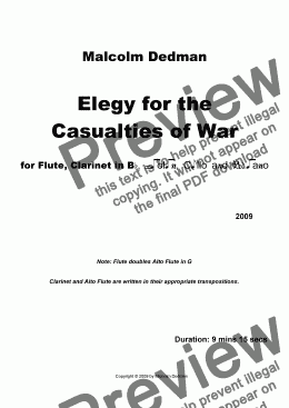 page one of Elegy for the Casualties of War