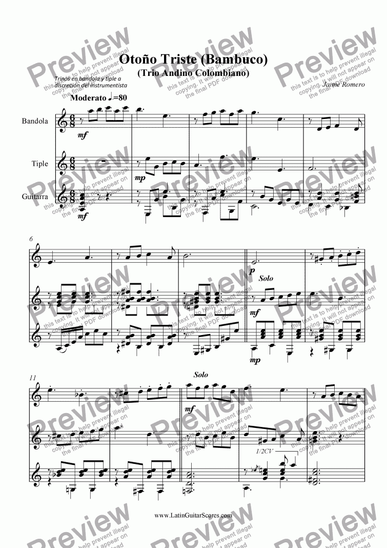 page one of Otono Triste (Trio Andino Colombiano)