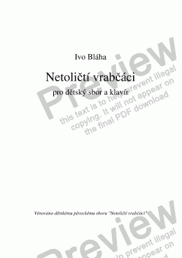 page one of NETOLIČTÍ VRABČÁCI - dětský sbor s klavírem (Czech words)