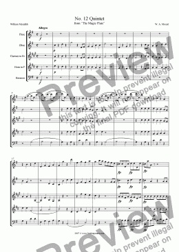 page one of Mozart - Magic Flute No. 12 Quintet