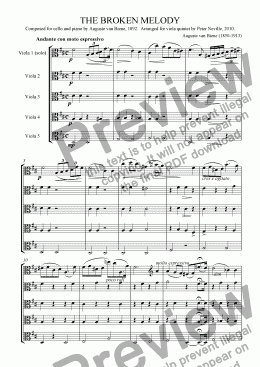 page one of The Broken Melody (arr for 5 violas)