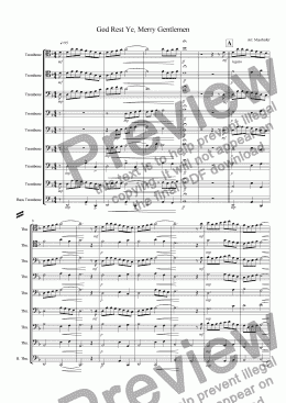 page one of God Rest Ye Merry, Gentlemen (Trombone Nonet or Choir)