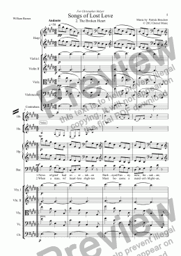 page one of 5 Songs of Lost Love (Orchestral version) 2. The Broken Heart