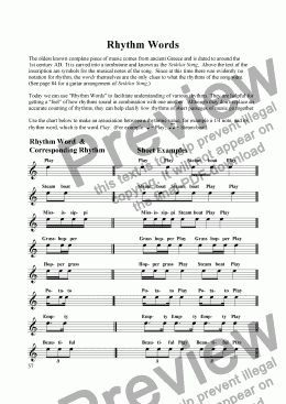 page one of Rhythm Words