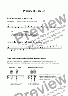 page one of Preview of C major and 8 short exercises from "A Beginner's Guide to the Classical Guitar"