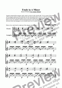 page one of Etude in A minor by Aguado