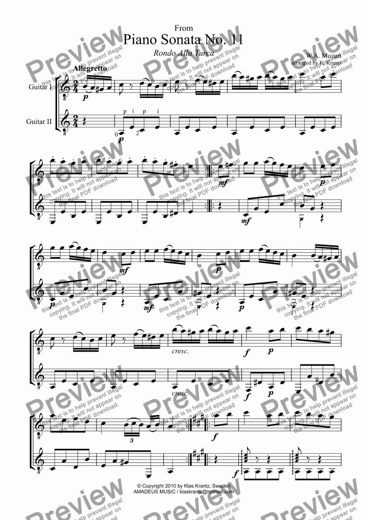 Mozart rondo alla turca guitar pdf