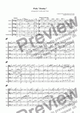 page one of Destiny Waltz (arr. for 4 cellos + 1 bass )