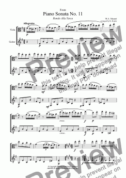 page one of Rondo Alla Turca for viola and guitar