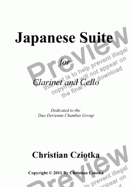 page one of Japanese Suite for Clarinet and Cello I.  Tezutsu-Hanabi