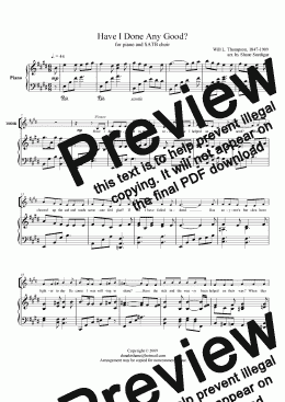 page one of Have I Done Any Good? S.A.T.B Choir with Piano