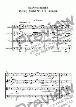 page one of Quartetto Italiano (String quartet No. 3 in C minor), Op. 41 - V. Forlane